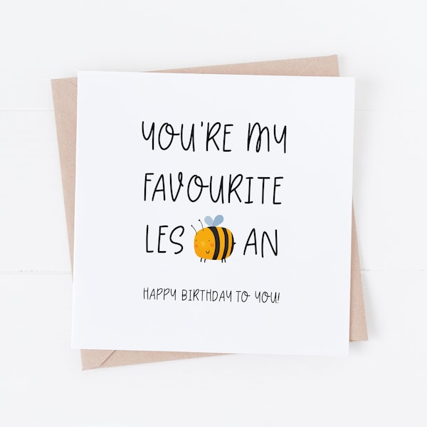 Lesbian Birthday Card - Les-Bee-An Greetings Card - Lesbian Happy Birthday To You