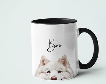 Tazza personalizzata con cane Samoiedo: regalo con nome personalizzato
