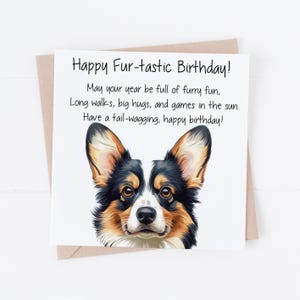 Jolie carte d'anniversaire Welsh Corgi, carte d'anniversaire pour amoureux des chiens Corgi, carte d'anniversaire pour lui ou pour elle, carte d'anniversaire chien maman ou chien papa,