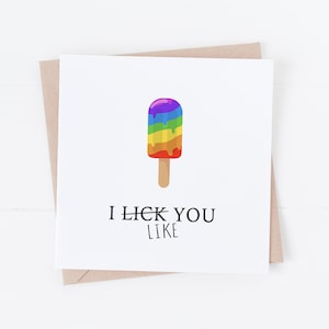 I Like You Rainbow Valentines Card - Funny Valentines Card - Rude Valentines Card - Cheeky Anniversary Card for Him or Her