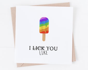 Funny Rainbow Valentines Card: Cheeky Anniversary Card