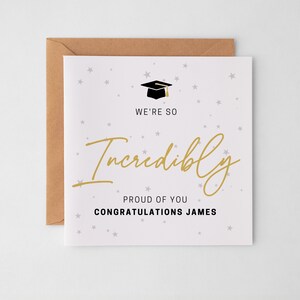 Carte de remise des diplômes - incroyablement fier de vous, peut être personnalisée, des parents, carte de voeux pour les célibataires, diplôme de maîtrise Uni