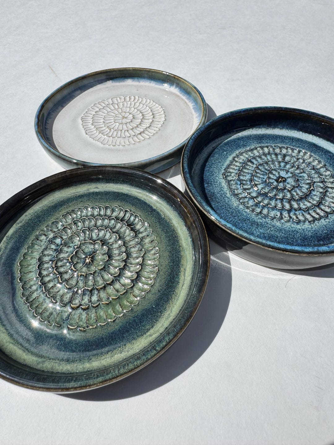 Made to Order - Handmade Ceramic Garlic Grater Plate - blue seaweed