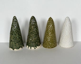Handmade Ceramic Christmas Trees - Holiday Tabletop Decorations