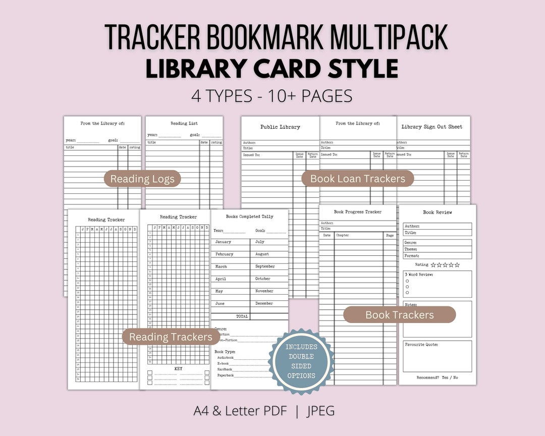 Multipack Reading Tracker Bookmark Reading Progress Log Bookmark Book ...
