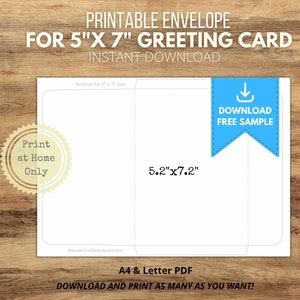 Kuvert für 13x18 Grußkarten - Druckbare PDF-Datei - für A4 und Letter Papierformat