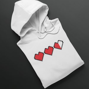 Gaming Hoodie Zelda 8-Bit Hearts, Hoodie for Gamers, Gamer Hoodie Gifts, Gift for Him, Gift for Her, Video Game Hoodie