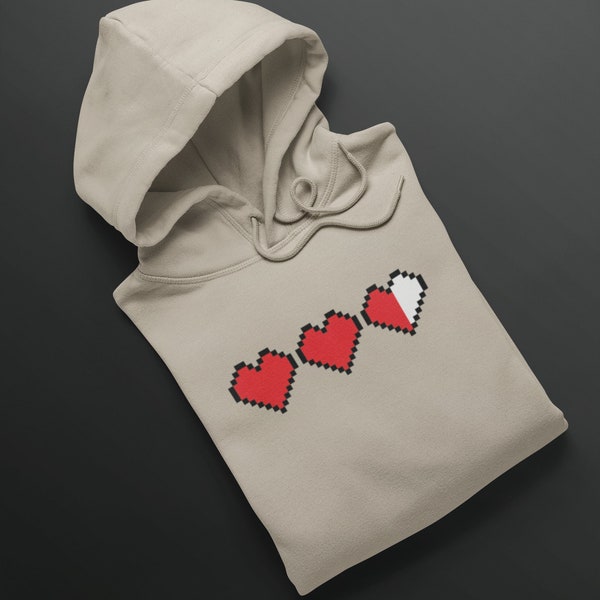 Gaming Hoodie Zelda 8-Bit Hearts, Hoodie for Gamers, Gamer Hoodie Gifts, Gift for Him, Gift for Her, Video Game Hoodie