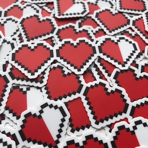 8 Bit Heart Sticker, Legend of Zelda, Zelda Nintendo Sticker, Gamer Gifts, Gifts for Him, Gifts for Her, Gaming Stickers