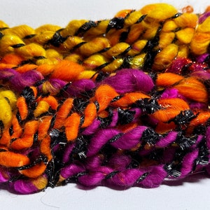 Handspun art yarn LOVE POTION #9  - yarn - weaving - yarn art - craft yarn - crochet - merino - chunky yarn - knit - wool  - 20 yards total