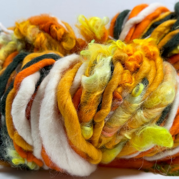Handspun Merino Art Yarn: Super Bulky Textured Fall Festival Skein