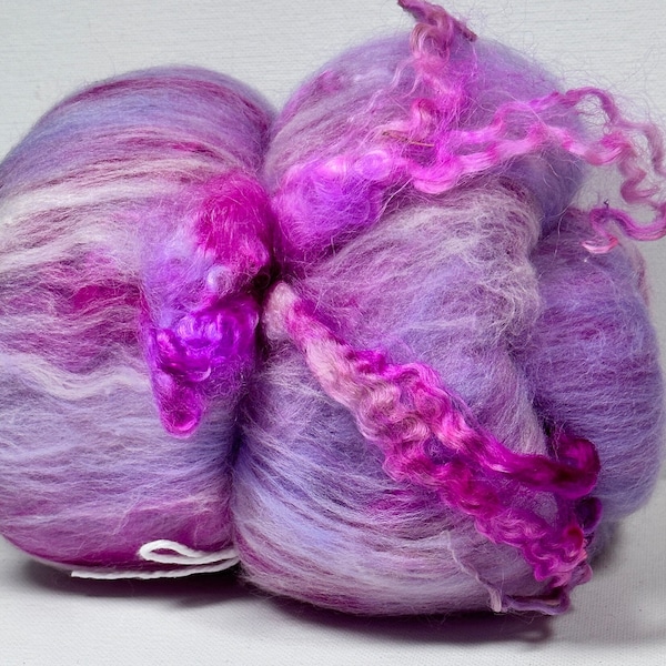 Batts - Batts for Spinning - Wool -  Spinning Supplies  - Art Batts  - Art Yarn - Dreadlocks - doll hair - Fiber 3.17 oz BLUSHING MEADOWS