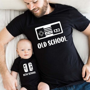 Father and Son Shirt, Old School New School Shirt, Matching Dad Son Video Game Tee, New Dad Tee, Gaming Father's Day Gift, Daddy Life Shirt.