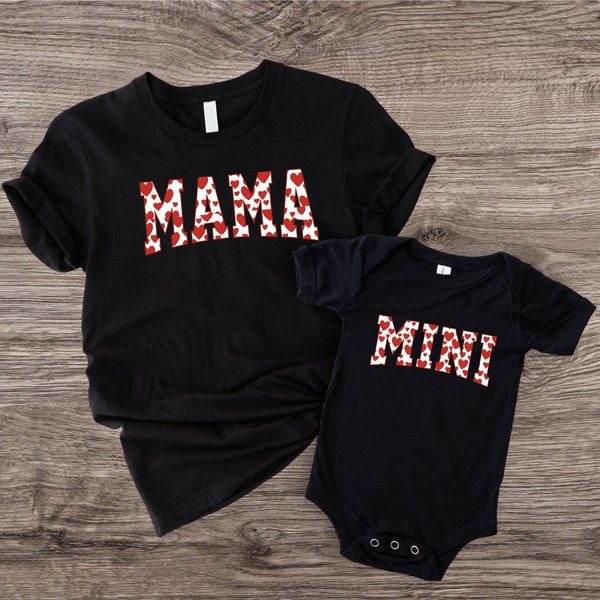 Mama Mini Hearts Shirt, Mom And Kid Matching T-shirt, Mother's Day Tee, Mama Life Shirt, New Mom Shirt, Mom Birthday Shirt, Mama To Be Gift.