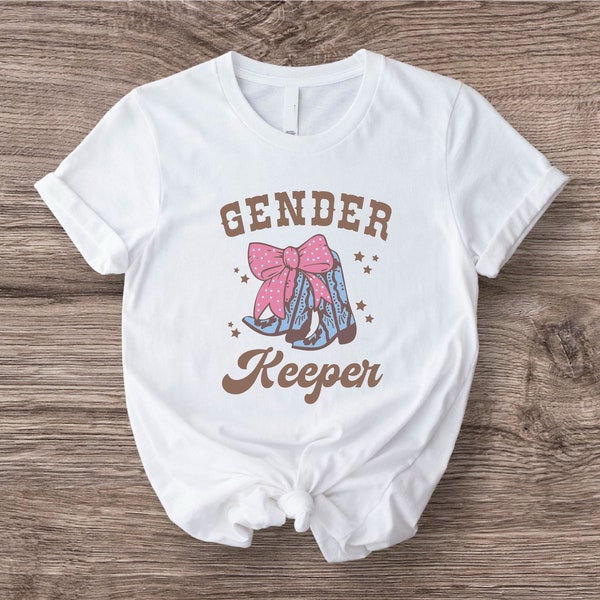 Boots or Bow Tee, Western Gender Keeper Shirt, Gender Reveal T-shirt, Baby Shower Tee, Keeper Of The Gender Shirt, Team Pink Or Blue Shirt.