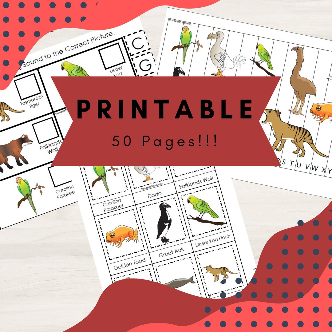 Extinct Animals Set 50 Printable Pages - Etsy