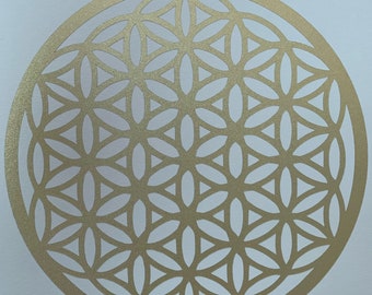 Flower of Life, Seed of Life, vinyl on paper, spiritual art, wall art, home decoration, sacred geometry, gold