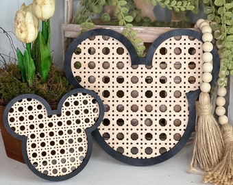 Boho Rattan Mickey Head - Disney Rattan Sign - Mickey Sign - Disney Farmhouse Decor