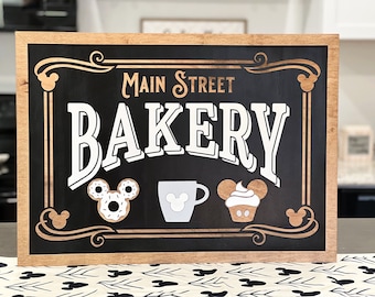 Disney Inspired Main Street Bakery Sign - Wooden Mickey Main Street Bakery Home Decor