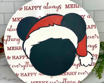 Mickey Santa Round Sign - Merry Everything & Happy Always - Disney Christmas