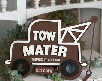 Tow Mater Wooden Sign - Disney Pixar Cars Tow Mater Sign - Cars Children Bedroom Decor for Kids