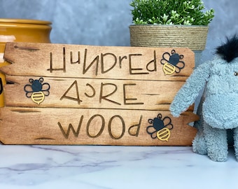 Hundred Acre Wood Sign Winnie the Pooh Home Decor Disney Pooh Bear Nursery Sign Wooden Disney Pooh Hundred Acre Wood Honey Bees Wooden Decor