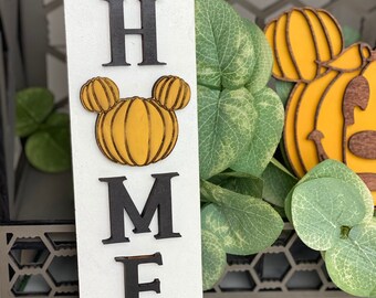 Mini Disney Halloween Home Signs - Mickey Pumpkin Home Sign - Mickey Bat Home Sign - Halloween Tiered Tray Decor