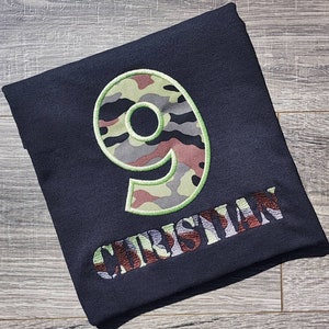 Army Camo Number and Name Birthday Shirt