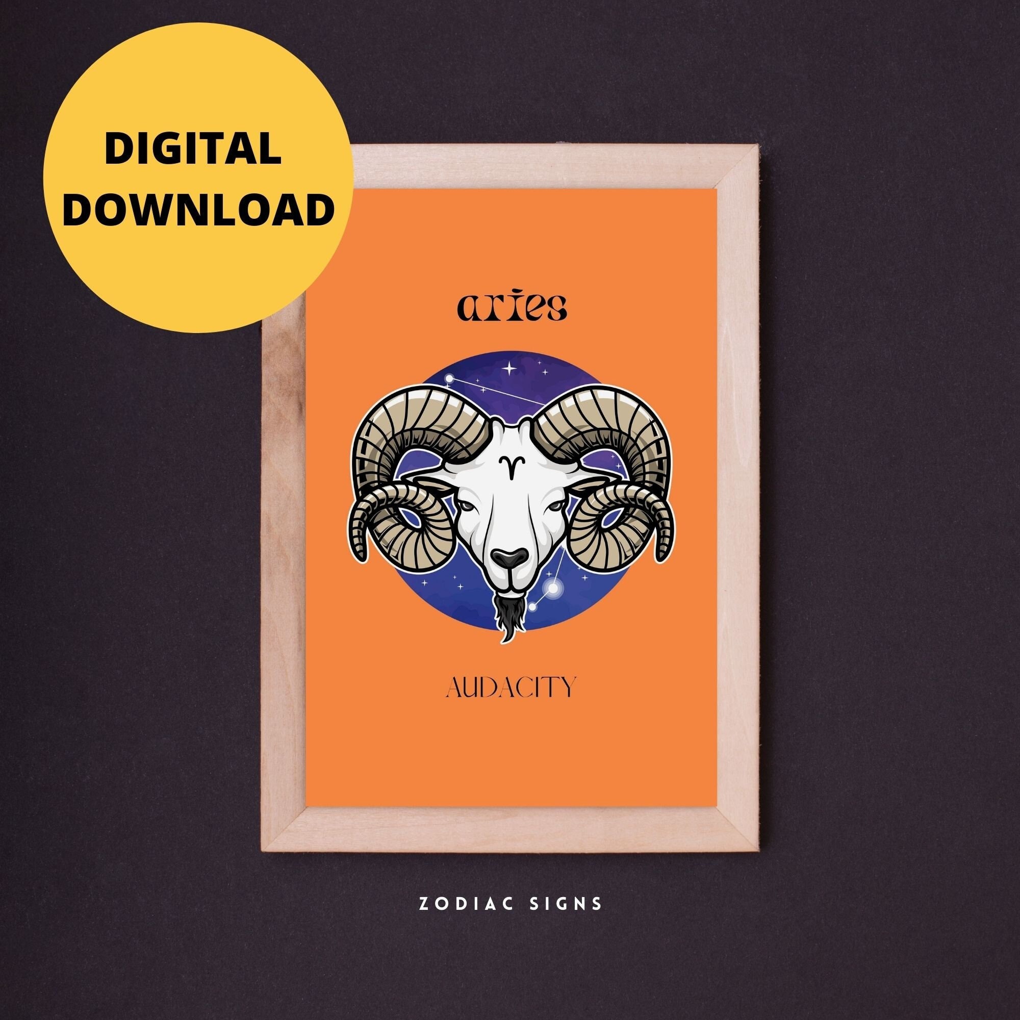 Aries Printable Zodiac Signs Etsy