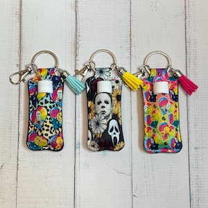 Horror/Floral Lip Balm Holder Keychain