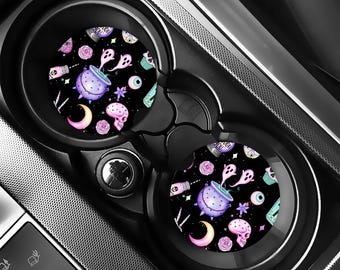 Sous-verres de voiture en néoprène doux pastel Horror (Ensemble de 2)