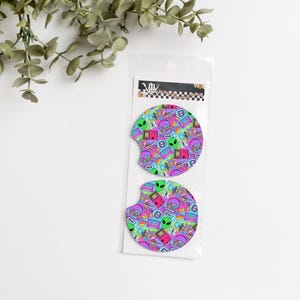 Retro 90s Soft Neoprene Car Coasters (Set Of 2)