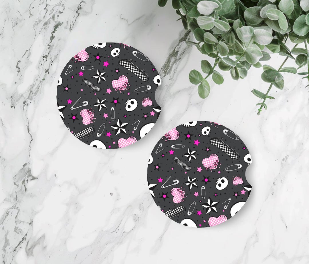 Alternative Coasters Emo Car Coasters Set of Two | Goth, Punk, Alternative Soft Neoprene Cup ...