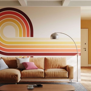Retro Stripe Wallpaper | Stunning Retro Striped Wall Mural in 70s Style Colours. Now Available In Peel & Stick.