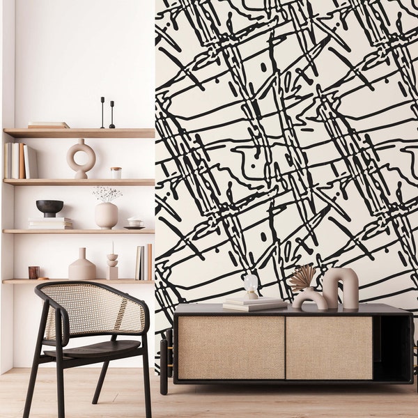 Black and White Scribble Wallpaper - Etsy