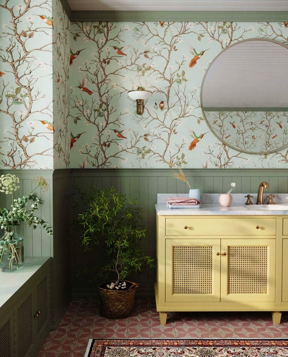 Bird Wallpaper Stunning Bird & Branch Wallpaper - Etsy Bird Wallpaper Stunning Bird & Branch Wallpaper - Etsy