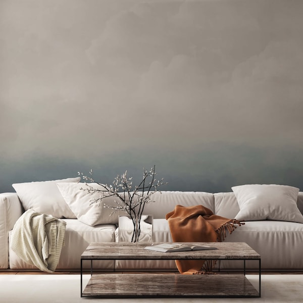 Ombre Wallpaper Blue to White Etsy