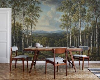 Birch Forest Wallpaper Mural | Illustrated Design