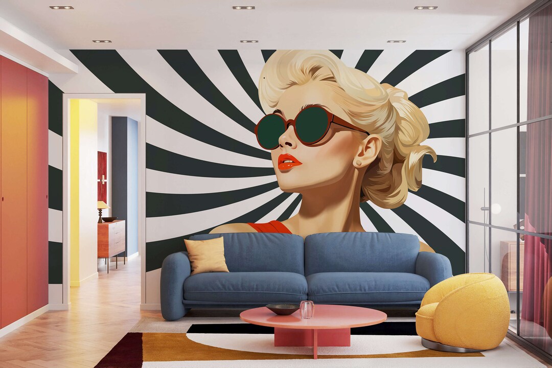 Pop Art Sunglasses Wallpaper Mural - Etsy