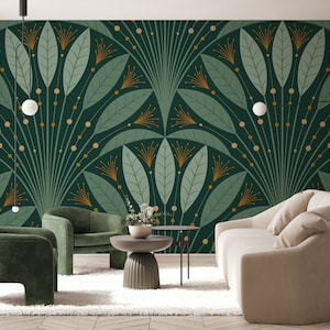 Art Deco Tapete Wandbild | Blattfächer Wandbild