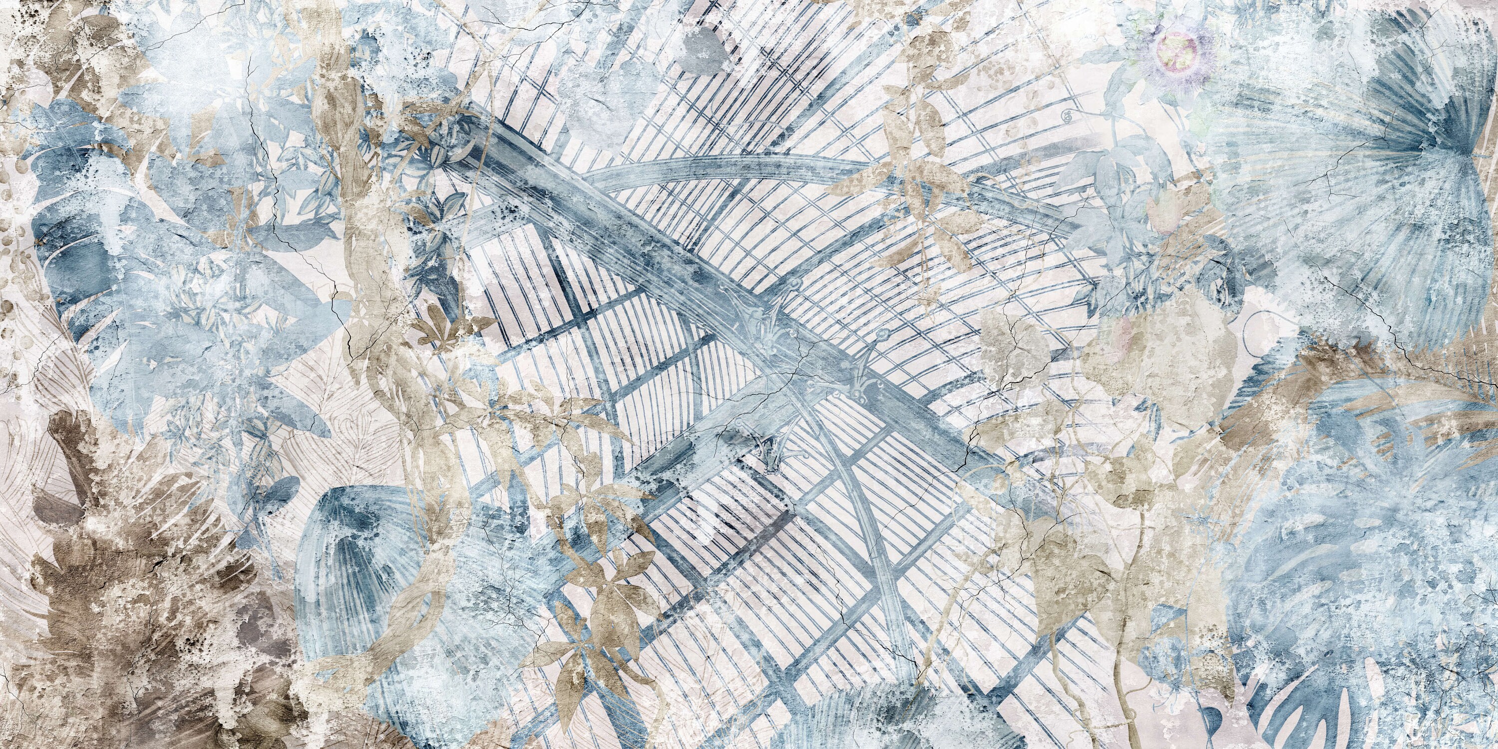 Blue Abstract Rococo Wallpaper Mural - Etsy