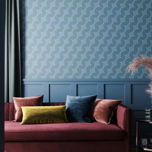 Geometrische Würfel Wallpaper | Blau, Grün, Beige, Mehrfarben und Orange