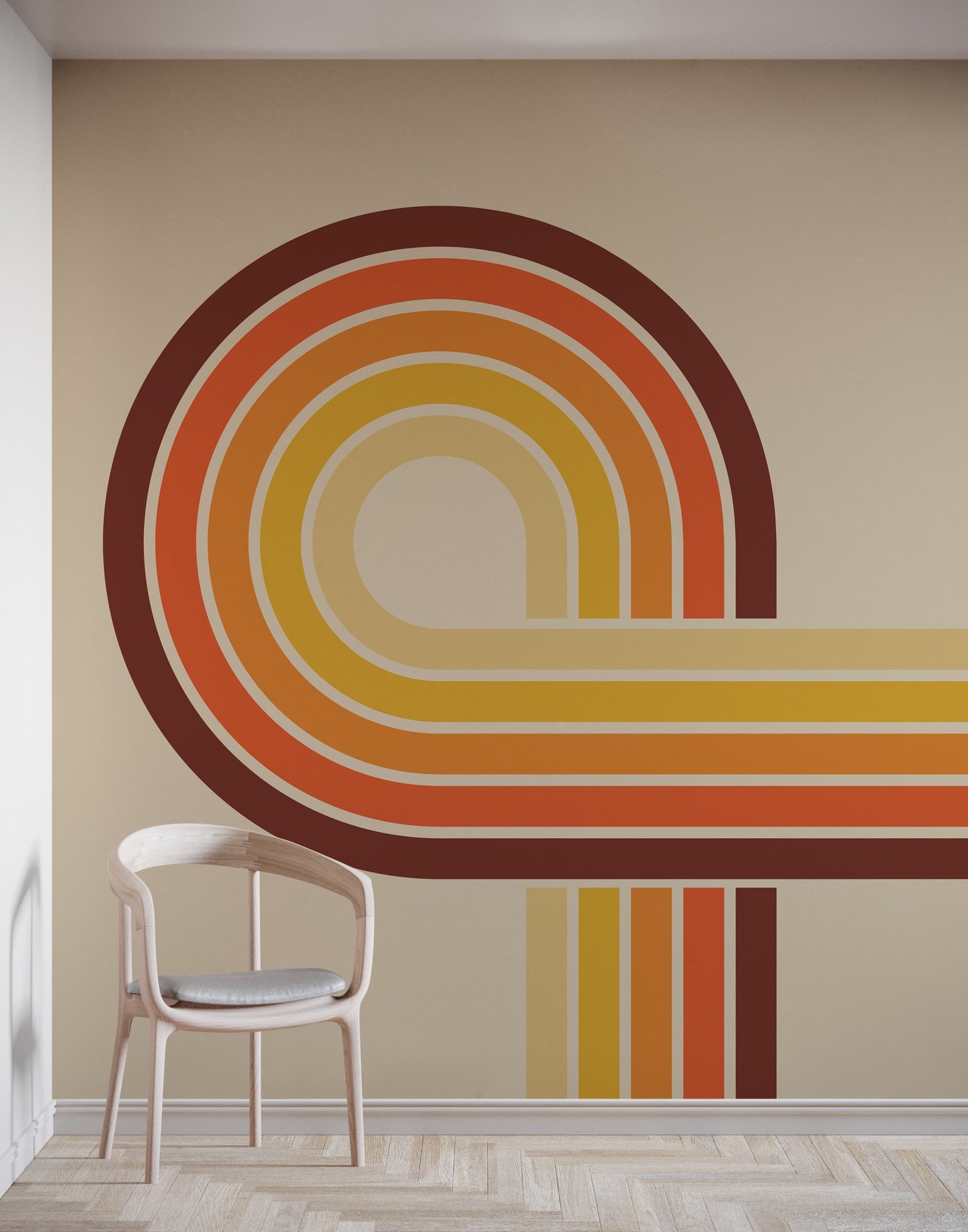 Retro Stripe Wallpaper Stunning Retro Striped Wall Mural in - Etsy