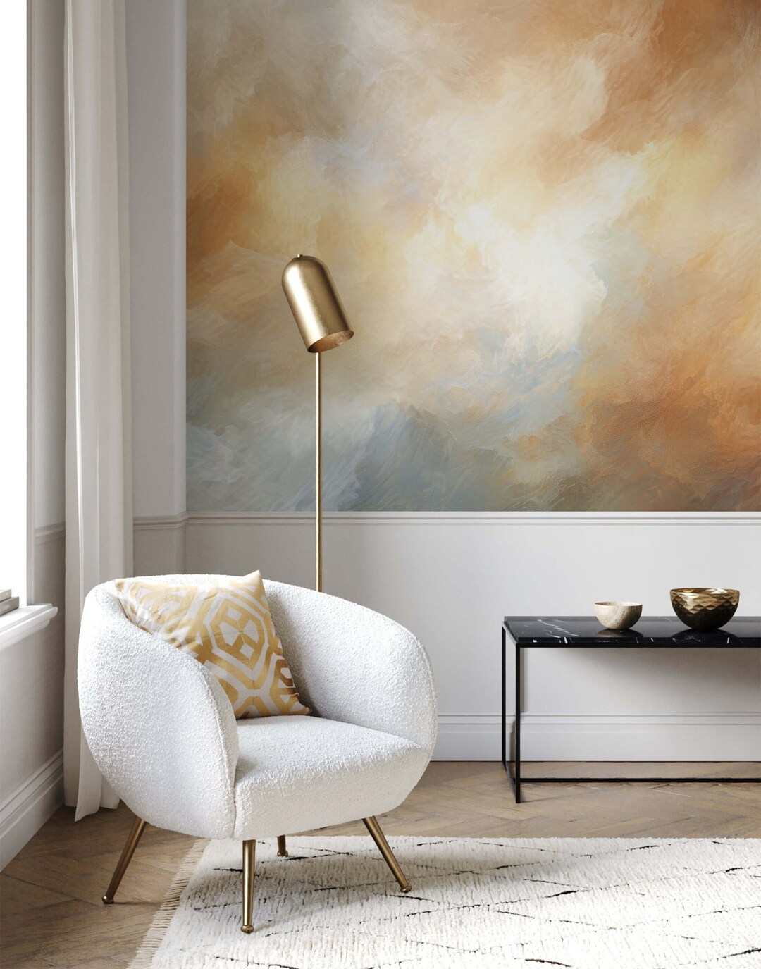 Abstract Orange Sky Wallpaper Mural Etsy UK