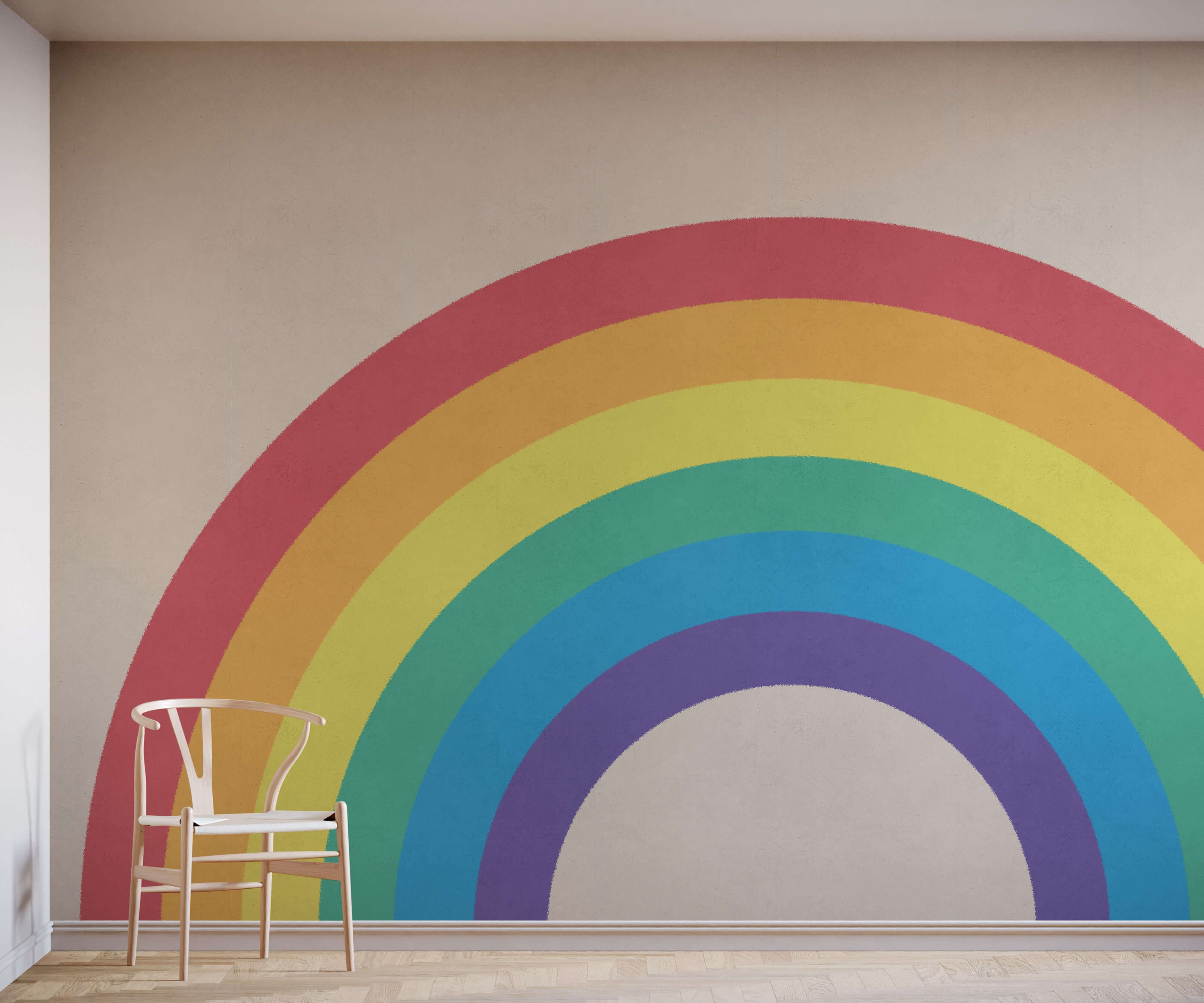 Children's Rainbow Wallpaper Mural Kids Illustrated Colourful Rainbow
