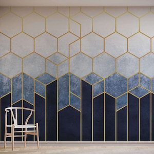 Hexagon Pattern Ombre Wallpaper Mural
