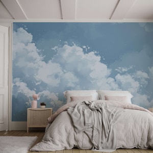 Watercolour Ombre Wallpaper | Watercolour Cloud Wall Mural