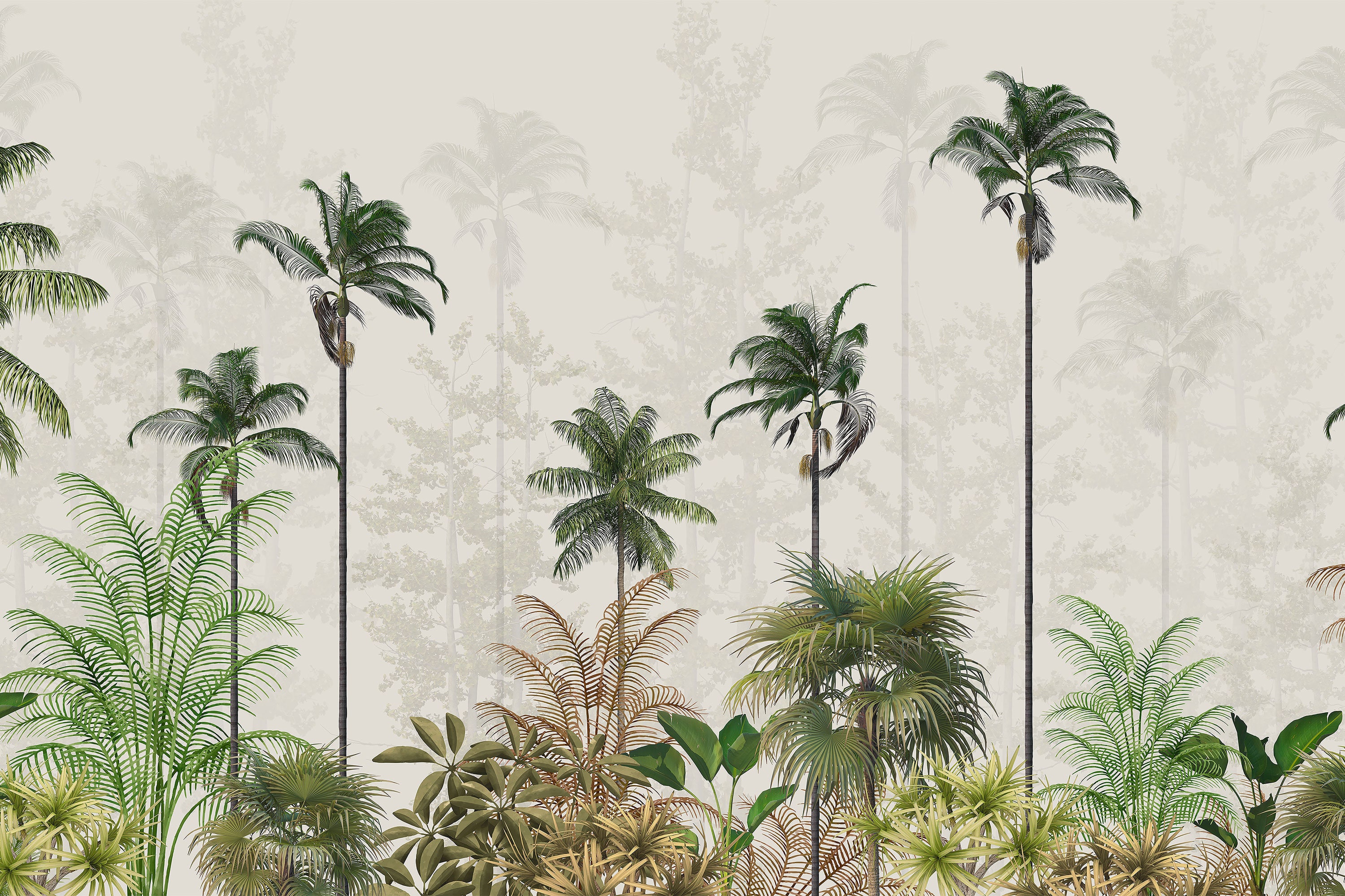 Black & White Tropical Jungle Wallpaper Jungle Tree Mural Etsy