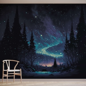 Sternennacht Wald Wallpaper Wandbild