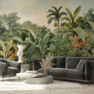 Vintage Rainforest Wallpaper Mural | River Scene